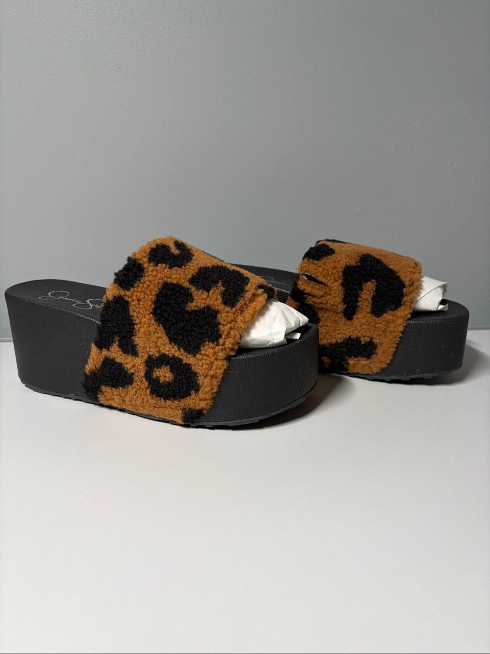 Jessica Simpson Cheetah Failee Shearling Sandals Women’s Size 7M NEW WITH BOX - Picture 2 of 8